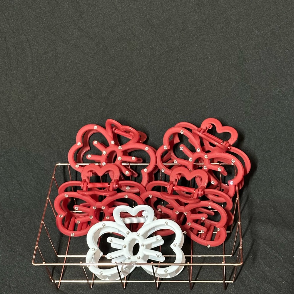 Red and White bow-Shaped Hair Clips